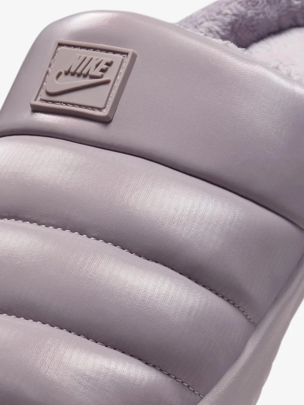 Nike Burrow SE Women's 12 Fuzzy Slippers Light Violet Ore Quilted Puffer Slip On